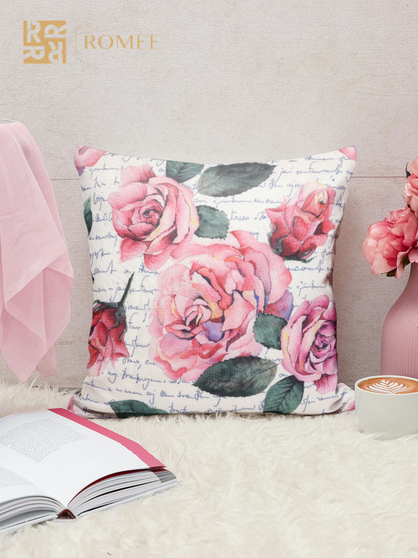 Soft Jute Rose Floral Print Throw Pillow/Cushion Covers 40cm x 40cm, Set of 5 - Multicolor