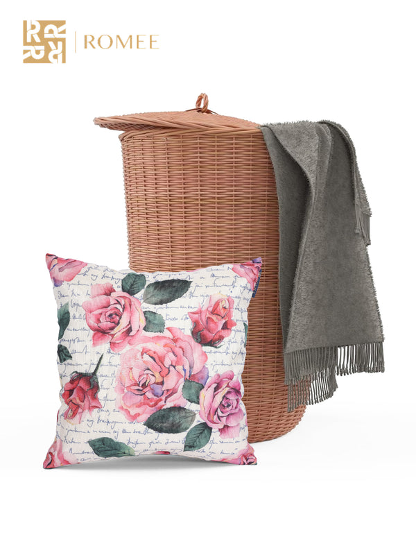 Soft Jute Rose Floral Print Throw Pillow/Cushion Covers 40cm x 40cm, Set of 5 - Multicolor