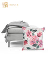 Soft Jute Rose Floral Print Throw Pillow/Cushion Covers 40cm x 40cm, Set of 5 - Multicolor
