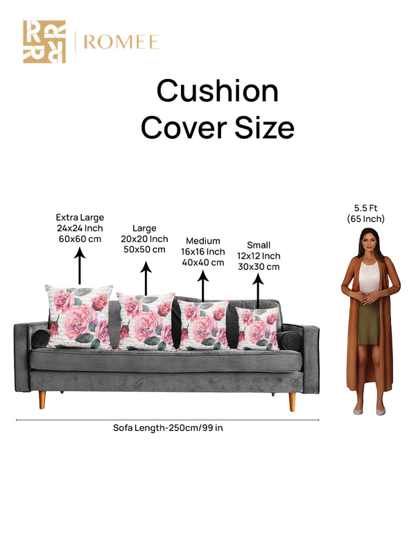 Soft Jute Rose Floral Print Throw Pillow/Cushion Covers 40cm x 40cm, Set of 5 - Multicolor