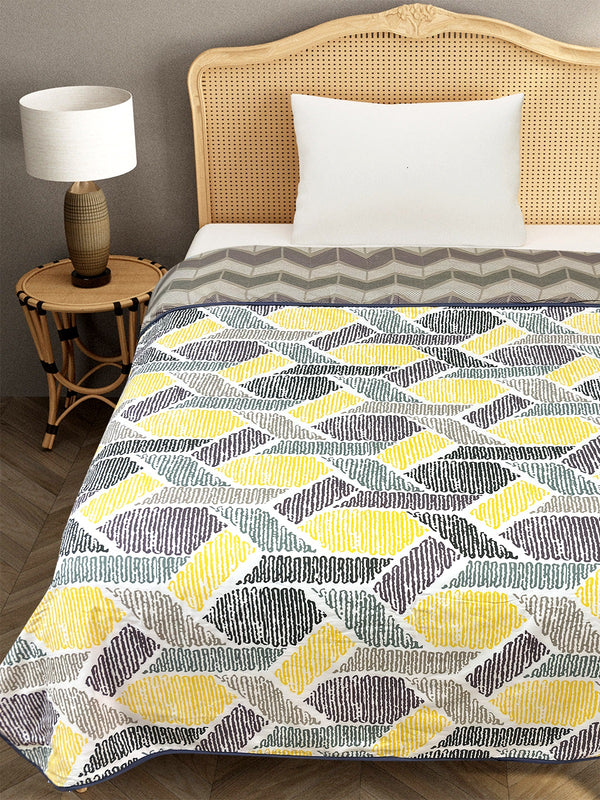 Yellow & Grey Cotton Double Bed Dohar