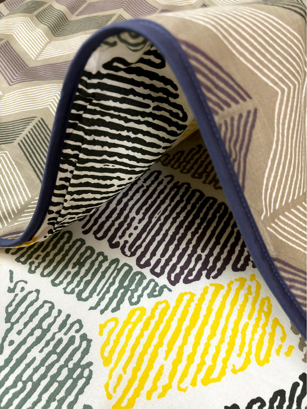 Yellow & Grey Cotton Double Bed Dohar