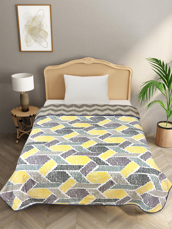 Yellow & Grey Cotton Double Bed Dohar