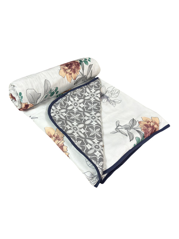 White & Grey Cotton Double Bed Dohar