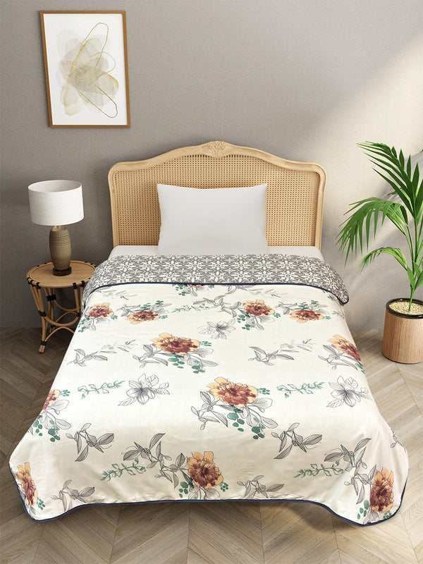 White & Grey Cotton Double Bed Dohar