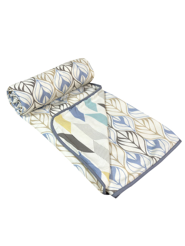Blue & White Cotton Double Bed Dohar