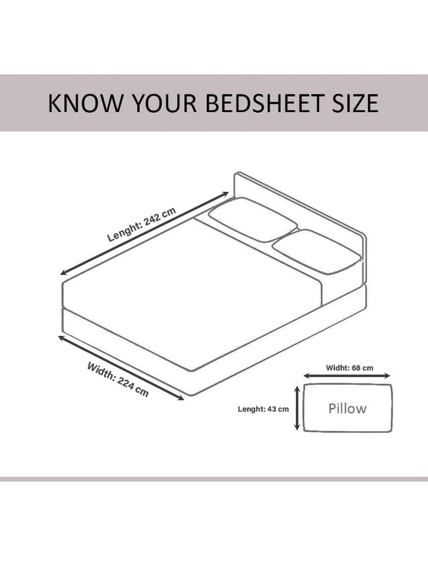 Grey 144 TC Bedsheet with 2 Pillow Covers