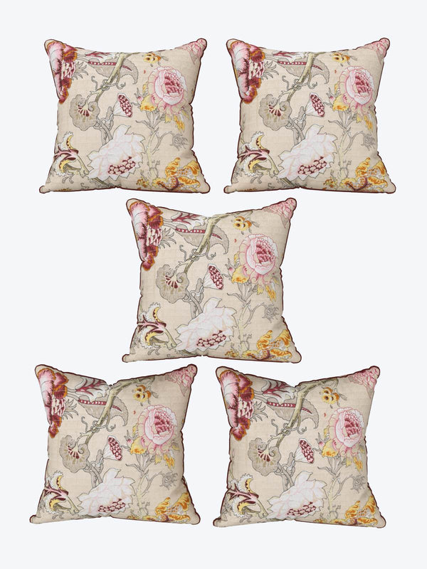 Multicolor Set of 1 Runner, 6 Placemats, 6 Napkins Floral Patterned Cotton Square Table Linen Set