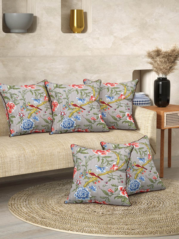 Multicolor Set of 1 Runner, 6 Placemats, 6 Napkins Floral Patterned Cotton Square Table Linen Set