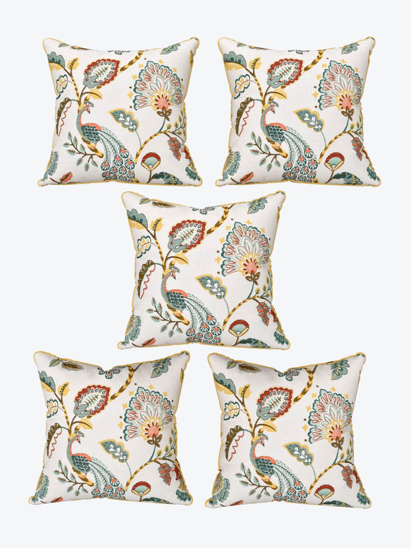 Multicolor Set of 1 Runner, 6 Placemats, 6 Napkins Floral Patterned Cotton Square Table Linen Set