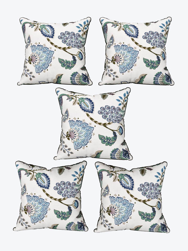 Multicolor Set of 1 Runner, 6 Placemats, 6 Napkins Floral Patterned Cotton Square Table Linen Set