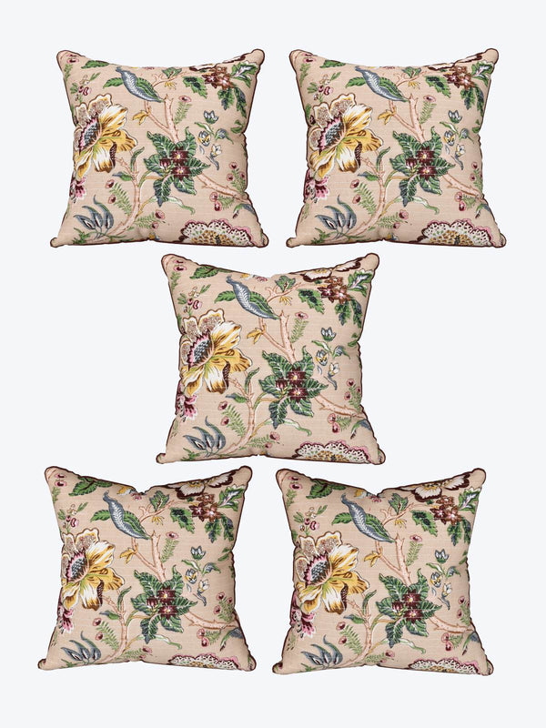 Multicolor Set of 1 Runner, 6 Placemats, 6 Napkins Floral Patterned Cotton Square Table Linen Set