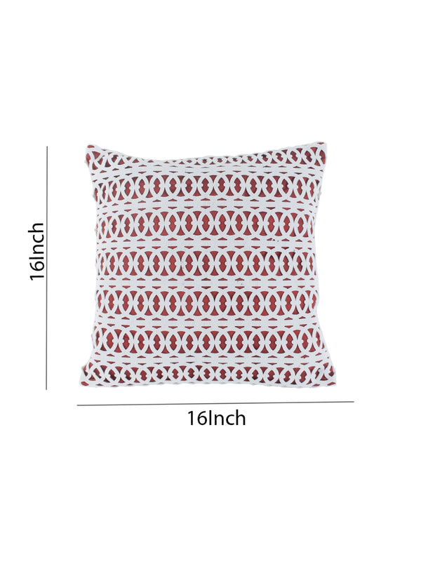 White & Red Set of 5 Laser cut Patterned Polyester Square Cushion Covers