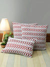 White & Red Set of 5 Laser cut Patterned Polyester Square Cushion Covers