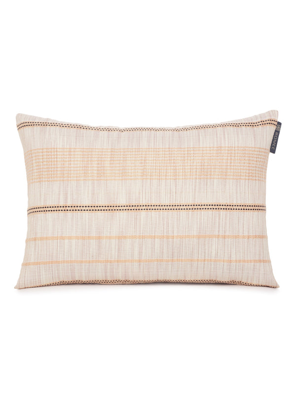 Beige Set of 2 Striped Patterned Polycotton Square Cushion Covers
