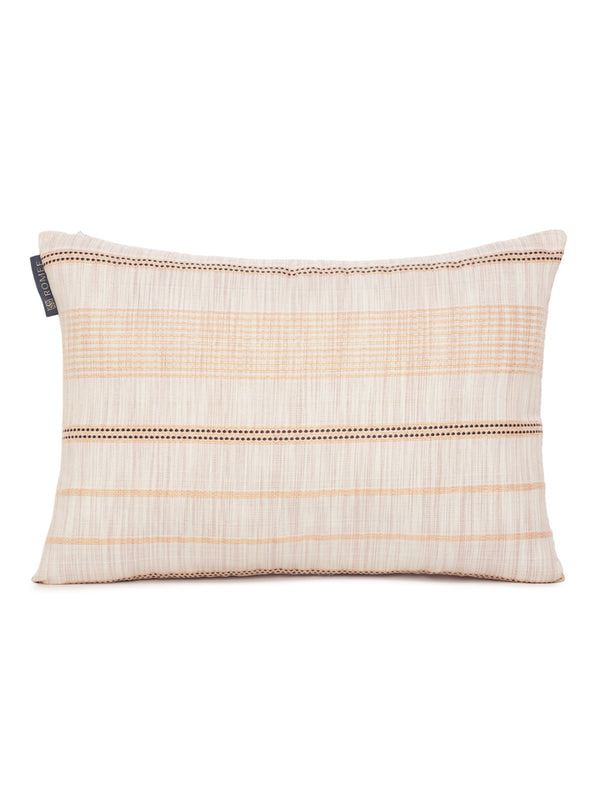 Beige Set of 2 Striped Patterned Polycotton Square Cushion Covers