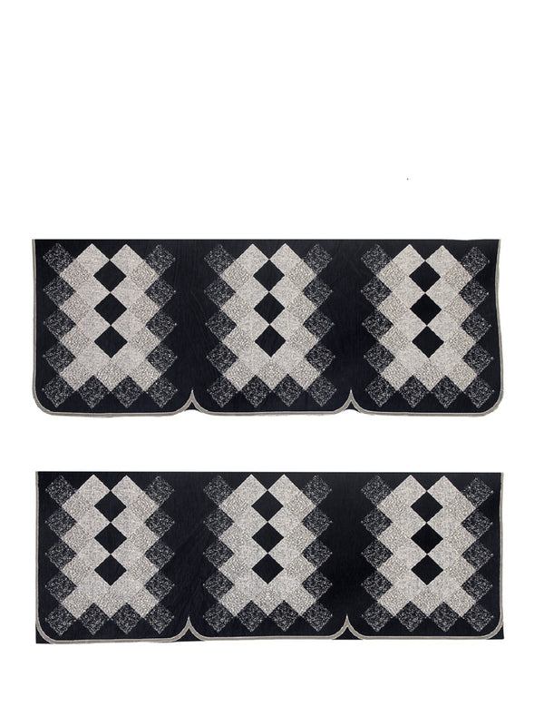 6-pieces black & beige geometric patterned 5-seater sofa covers slpw038