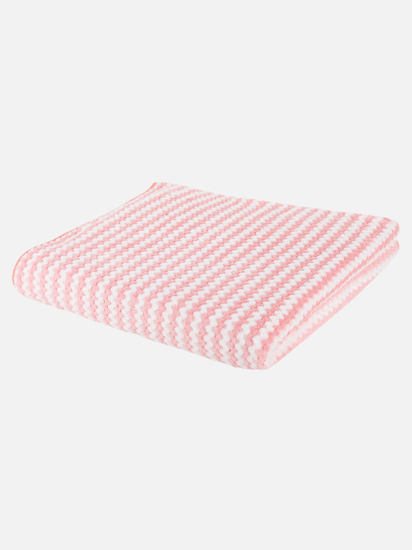 Set of 3 Pink & White Solid Microfiber Towels
