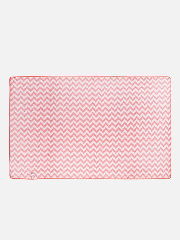 Set of 3 Pink & White Solid Microfiber Towels