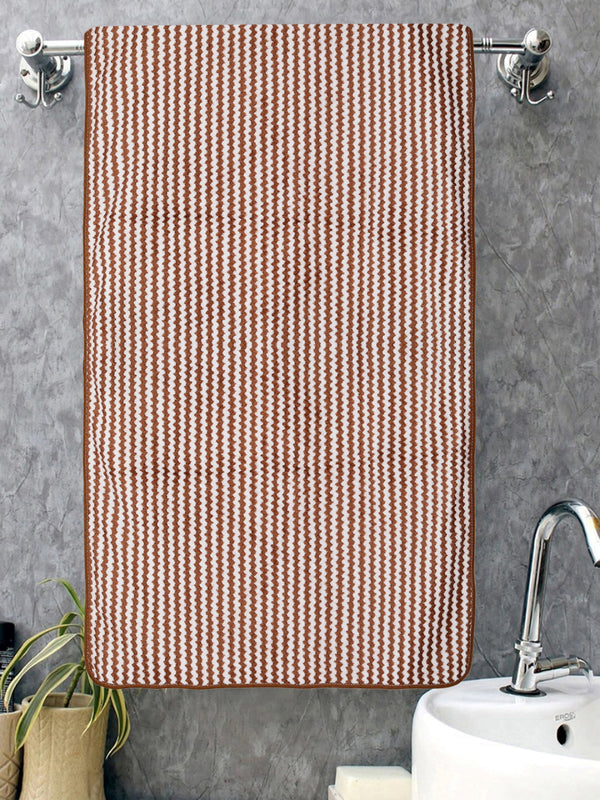 Set of 3 Brown & White Solid Microfiber Towels