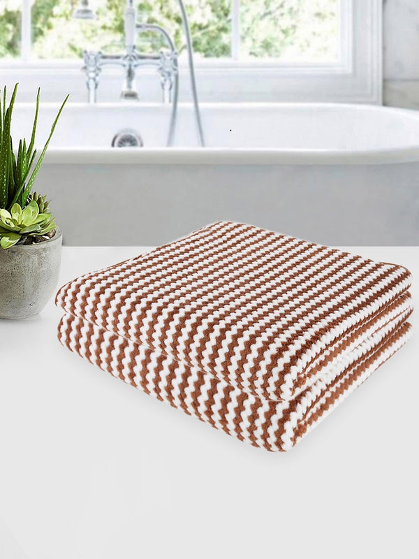 Set of 3 Brown & White Solid Microfiber Towels