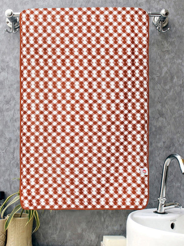 Set of 3 Brown & White Solid Microfiber Towels