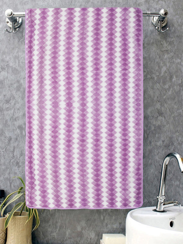 Set of 3 Lavender & White Solid Microfiber Towels