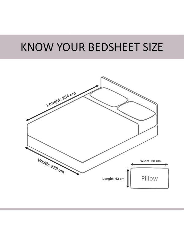 Blue & White Ethnic Motifs PATTERNED 144 TC QUEEN BEDSHEET WITH 2 PILLOW COVERS