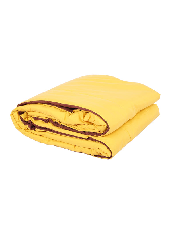 Solid 200 GSM Reversible AC Comforter for Double Bed - Brown & Yellow