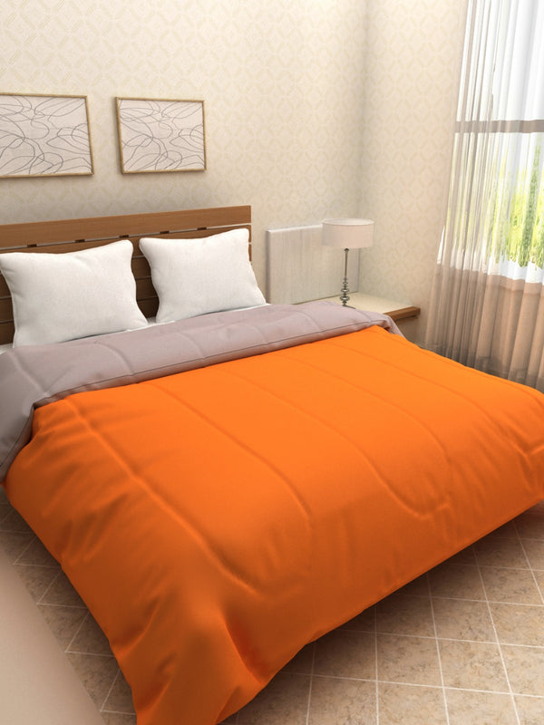 Solid 200 GSM Reversible AC Comforter for Double Bed - Orange & Pink