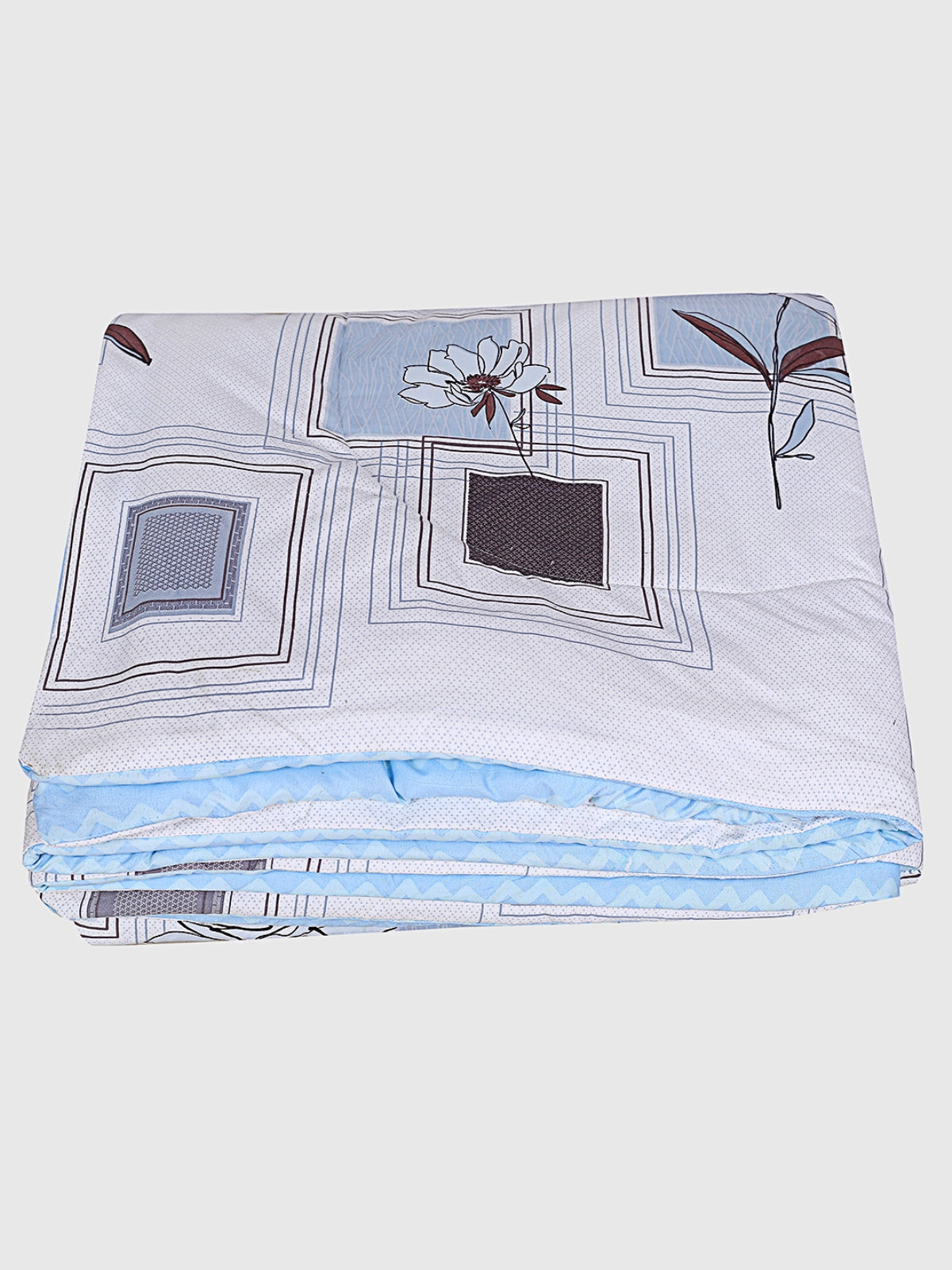 Blue & White Floral Patterned 200 GSM Reversible AC Comforter