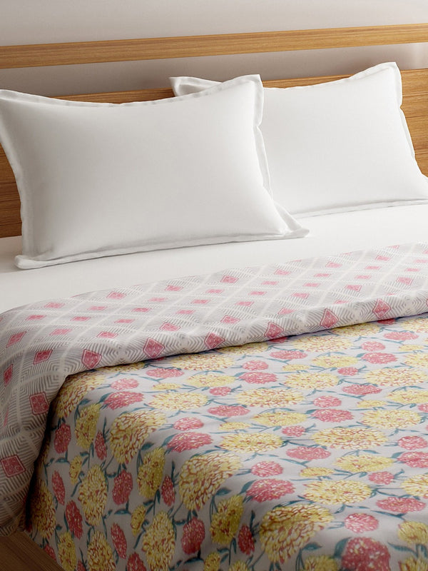 Grey & Yellow Cotton Double Bed Dohar