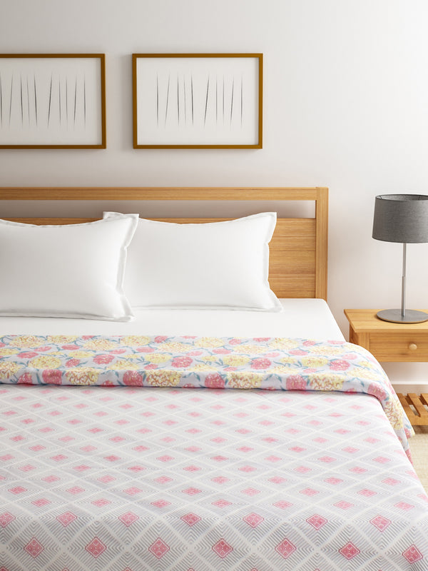 Grey & Yellow Cotton Double Bed Dohar