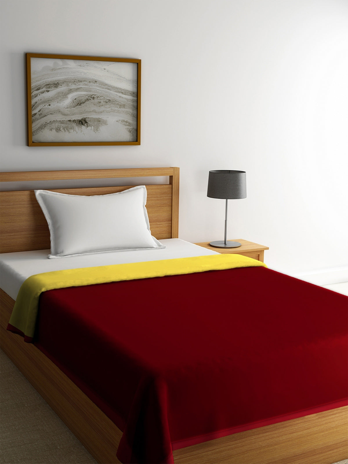 Maroon & Yellow Cotton Single Bed Dohar