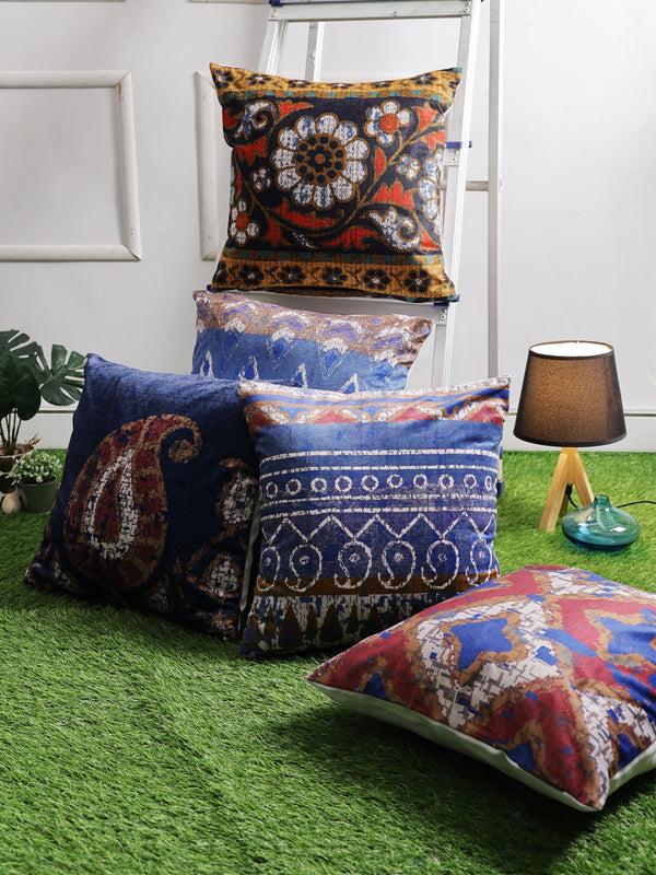 Blue & White Set of 5 Cushion Covers