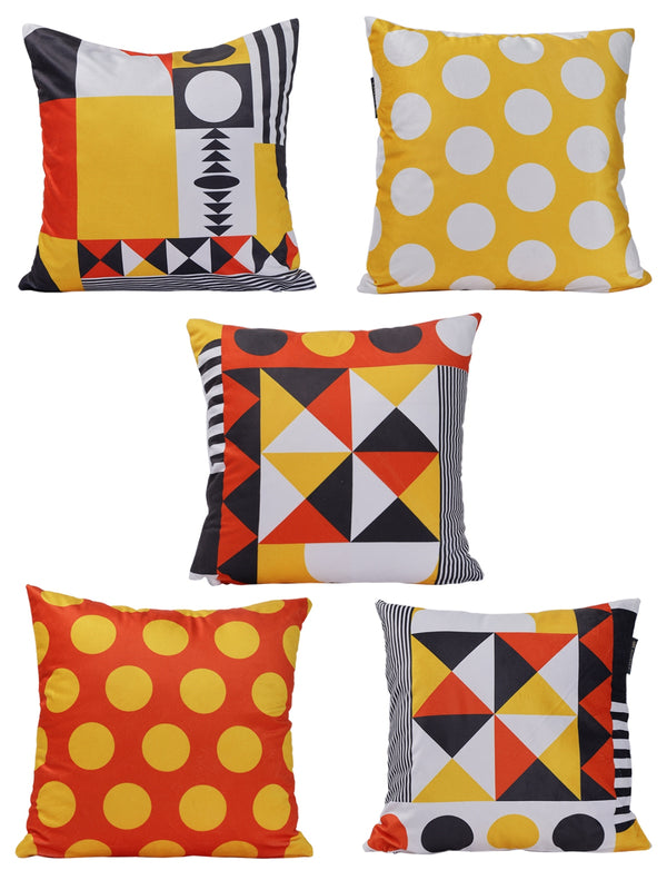Yellow & Orange Set of 5 Cushion Covers