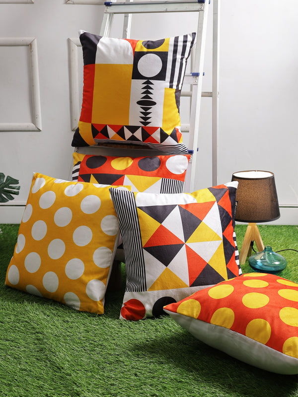 Yellow & Orange Set of 5 Cushion Covers