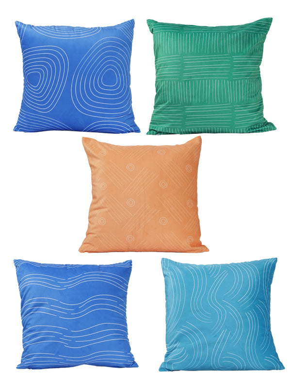 Blue & Green Set of 5 Cushion Covers