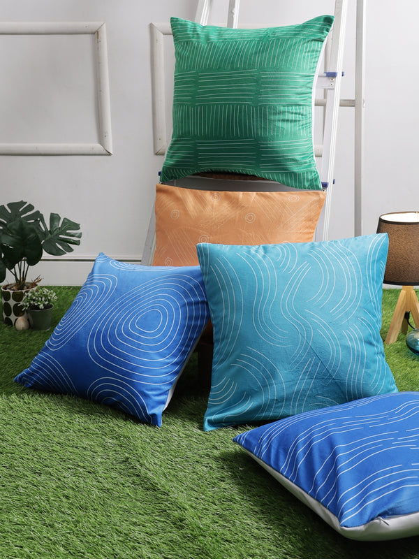 Blue & Green Set of 5 Cushion Covers
