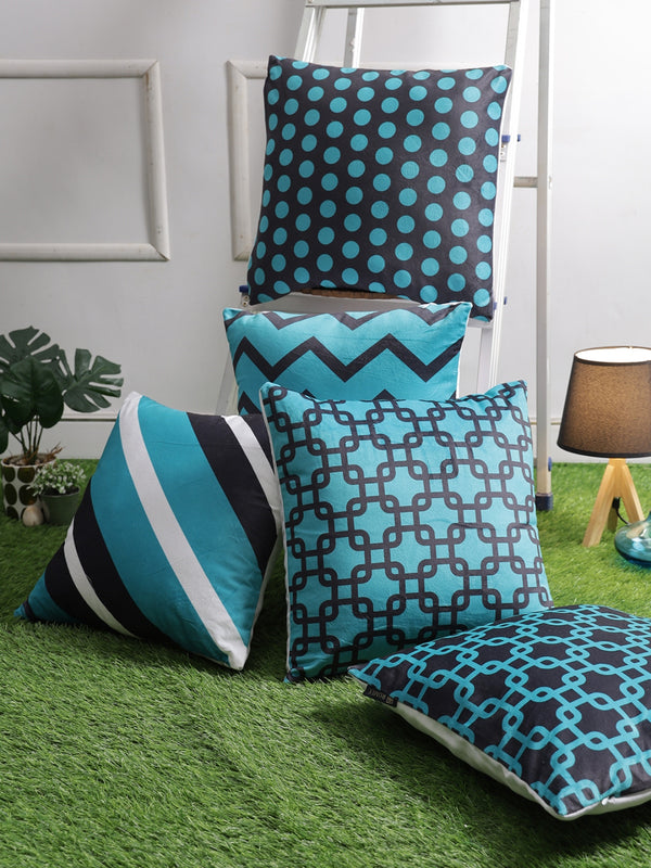 Turquoise Blue Set of 5 Cushion Covers