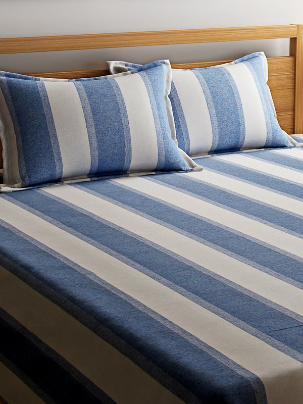 Blue Double Bed Cover with 2 Pillow Covers