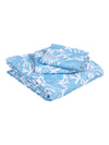 Blue & Off White Floral Patterned Reversible Double Bed Cover With 2 Pillow Covers