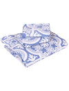 Blue & Off White Ethnic Motifs Patterned Reversible Double Bed Cover With 2 Pillow Covers