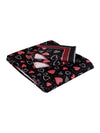 Maroon & Black Self-Designed Patterned Reversible Double Bed Cover With 2 Pillow Covers