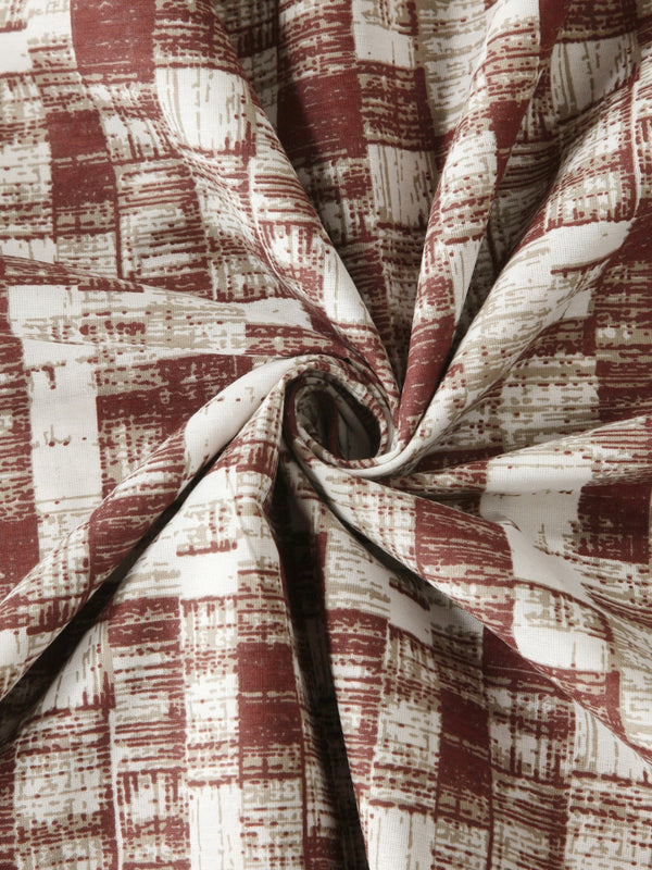 Brown & Beige Textured Patterned 210 TC Queen Bedsheet with 2 Pillow Covers