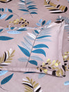 ROMEE Beige & Teal Floral 150 TC King Bedsheet with 2 Pillow Covers