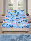 ROMEE Blue Floral 150 TC King Bedsheet with 2 Pillow Covers