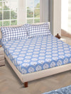 Blue & White Ethnic Motifs PATTERNED 144 TC QUEEN BEDSHEET WITH 2 PILLOW COVERS