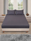 ROMEE Grey Solid 150 TC King Bedsheet with 2 Pillow Covers