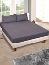 ROMEE Grey Solid 150 TC King Bedsheet with 2 Pillow Covers